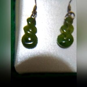 Green Jade Spiral Earrings